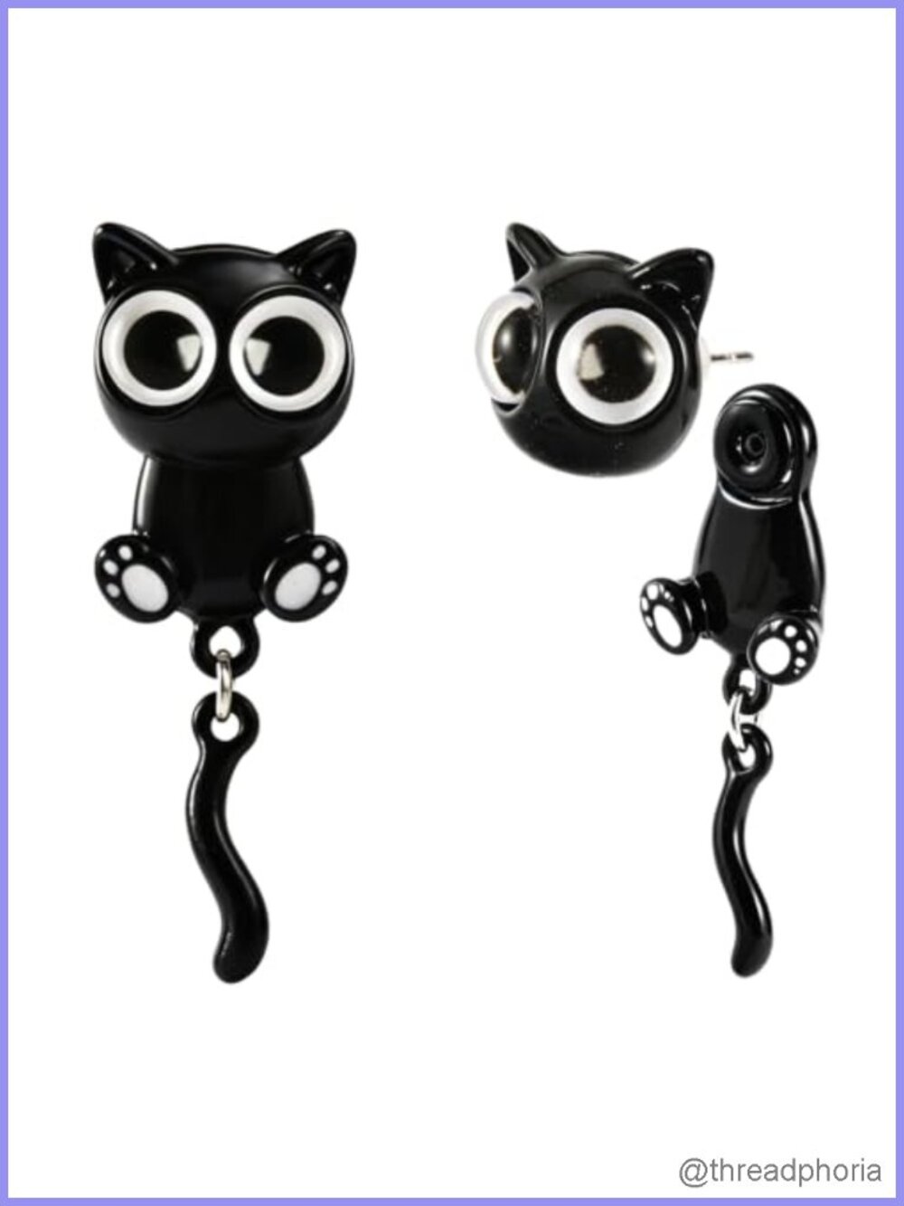 Black Cat Stud Earrings Acrylic Halloween Christmas Jewelry